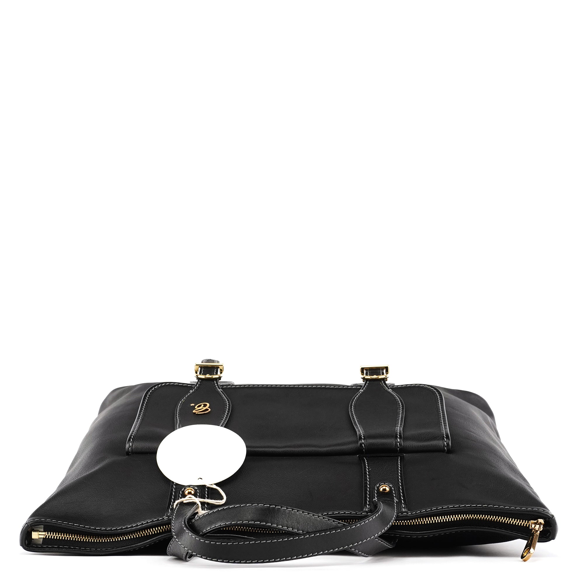 Chloé Black Leather Front Pocket Tote Bag