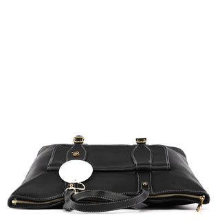 Chloé Black Leather Front Pocket Tote Bag