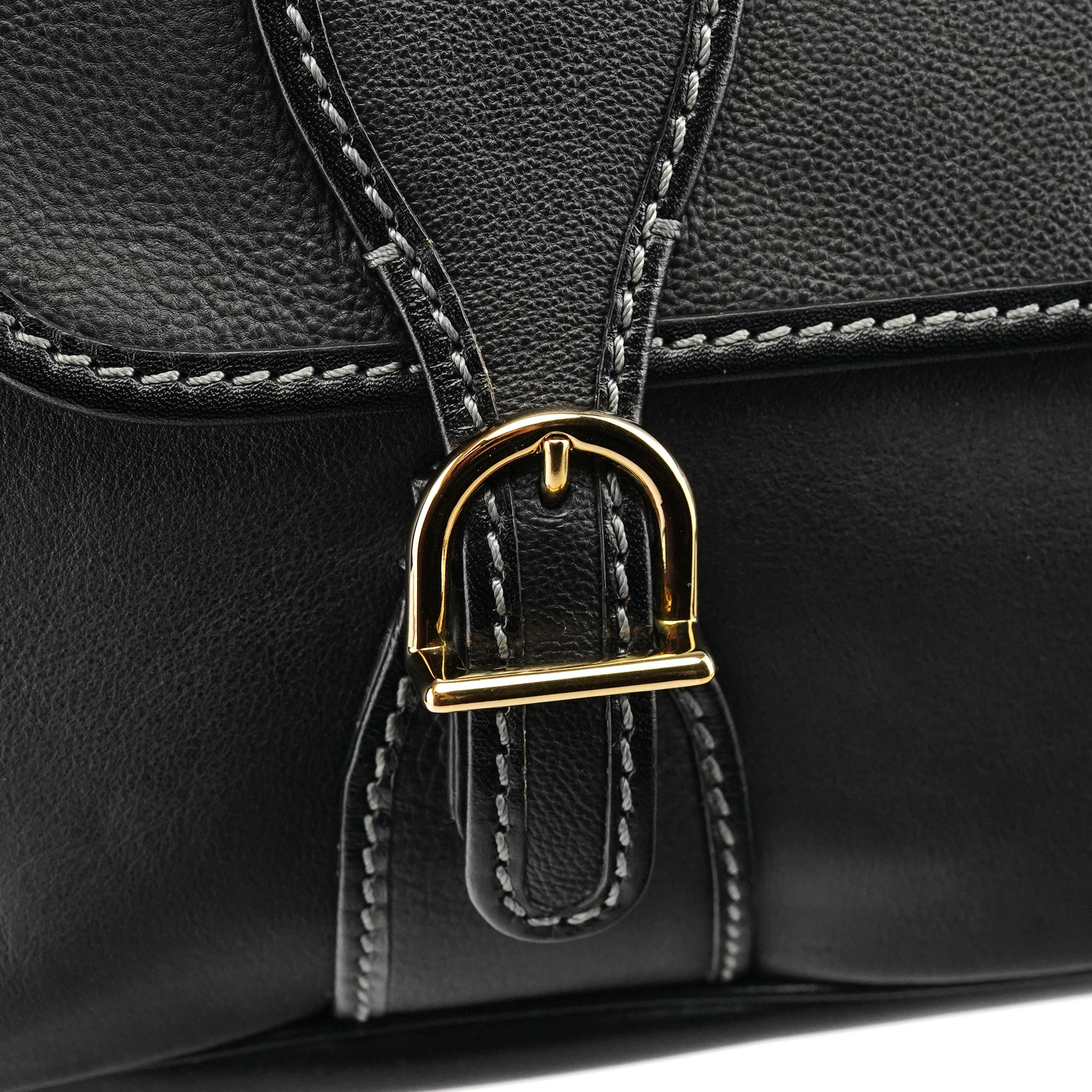 Chloé Black Leather Front Pocket Tote Bag