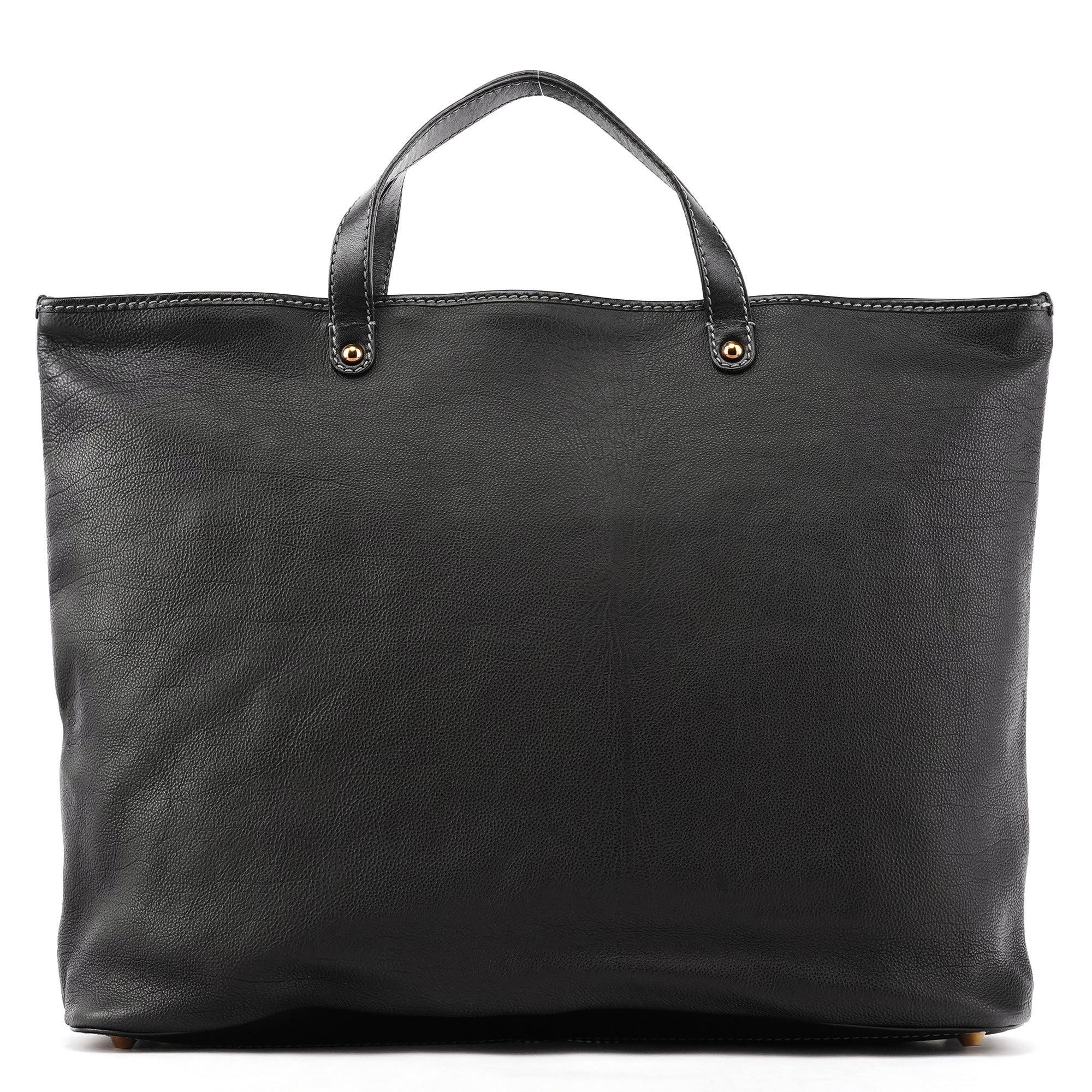 Chloé Black Leather Front Pocket Tote Bag