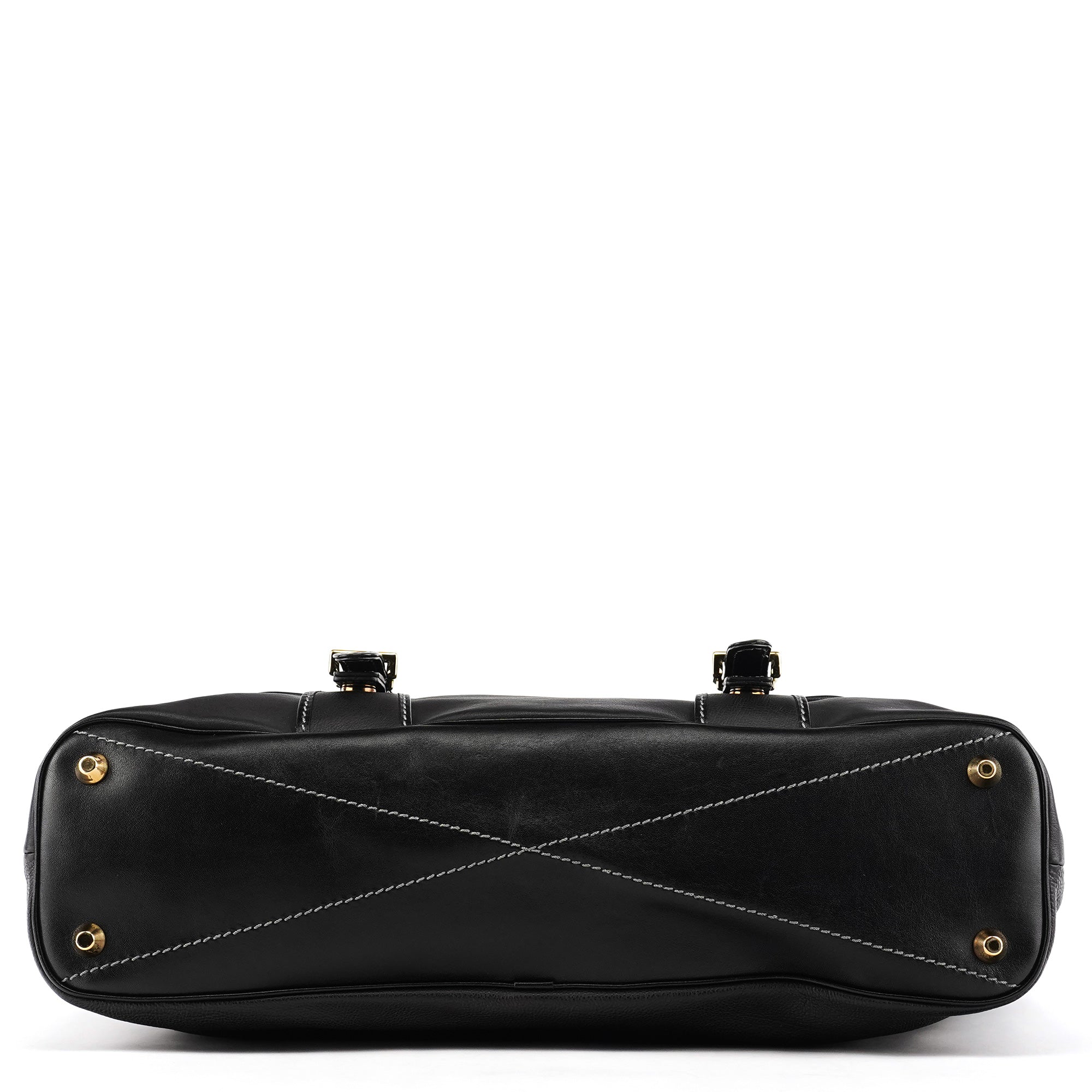 Chloé Black Leather Front Pocket Tote Bag