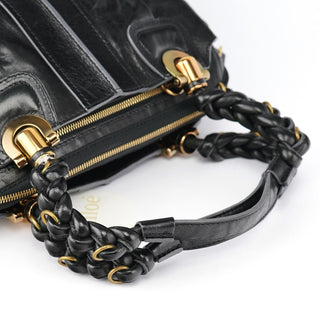 Chloe Black Leather Knotted Tote Bag