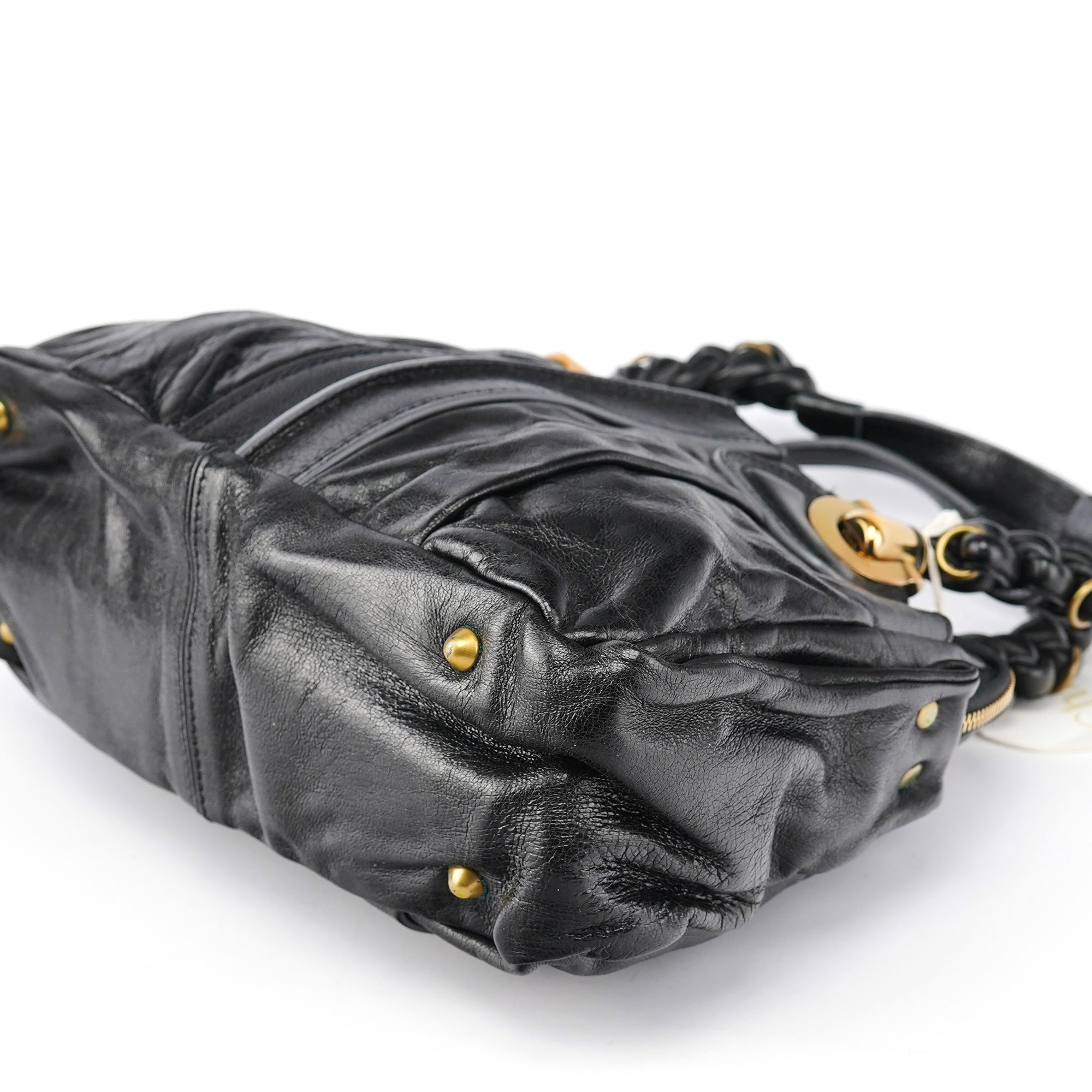 Chloe Black Leather Knotted Tote Bag