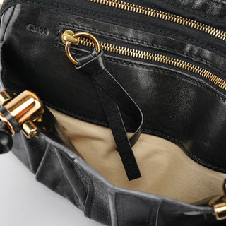 Chloe Black Leather Knotted Tote Bag
