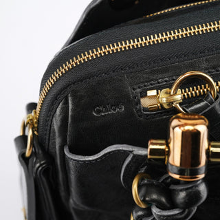 Chloe Black Leather Knotted Tote Bag