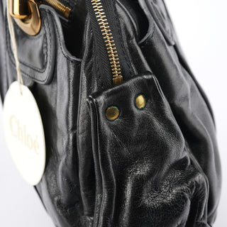Chloe Black Leather Knotted Tote Bag