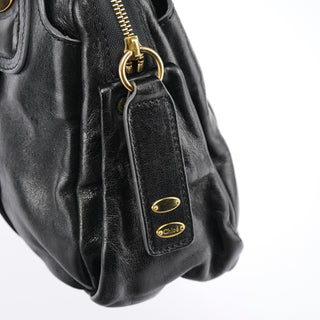 Chloe Black Leather Knotted Tote Bag