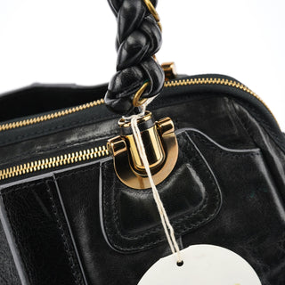 Chloe Black Leather Knotted Tote Bag