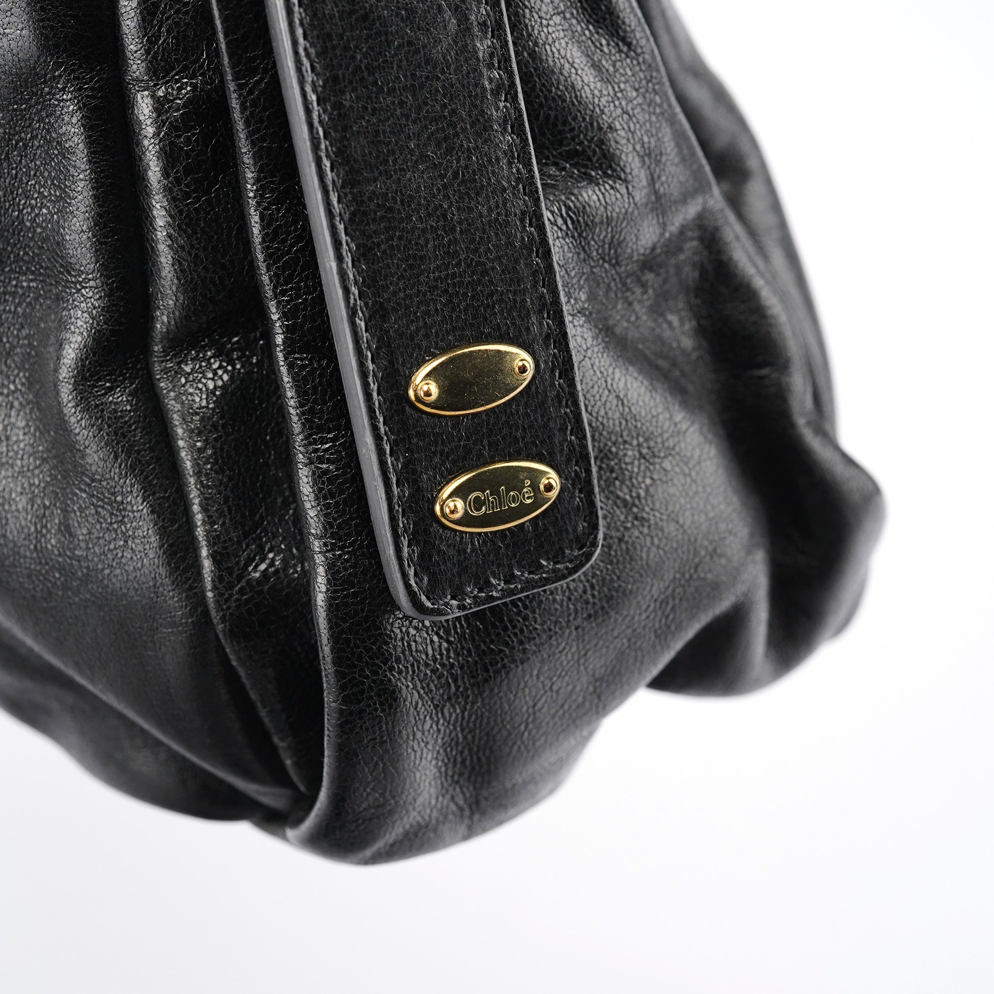 Chloe Black Leather Knotted Tote Bag