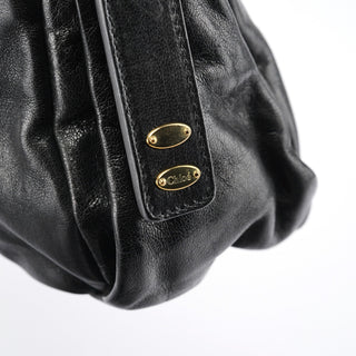 Chloe Black Leather Knotted Tote Bag