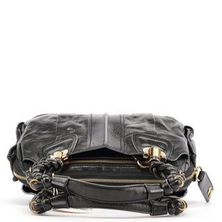 Chloe Black Leather Knotted Tote Bag