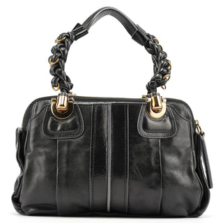 Chloe Black Leather Knotted Tote Bag