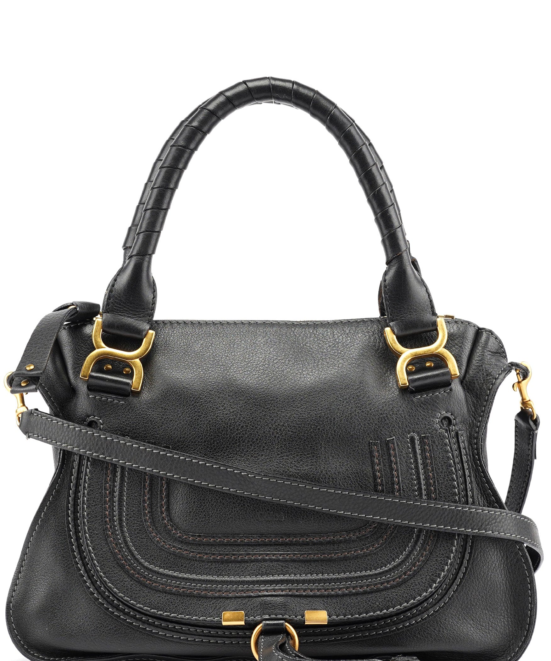Chloé Black Leather Marcie 2-Way Shoulder Bag