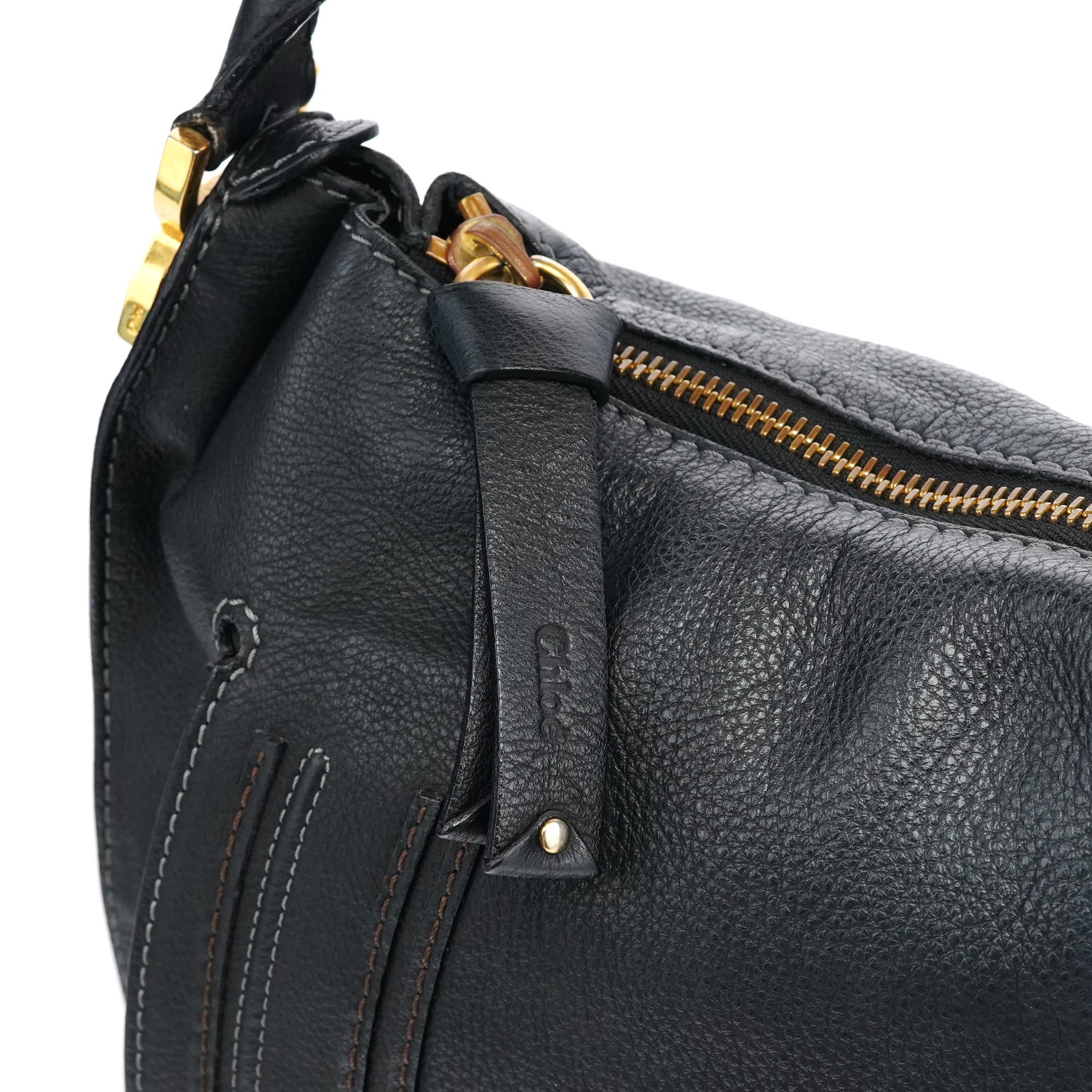 Chloé Marcie Hobo Schultertasche aus schwarzem Leder