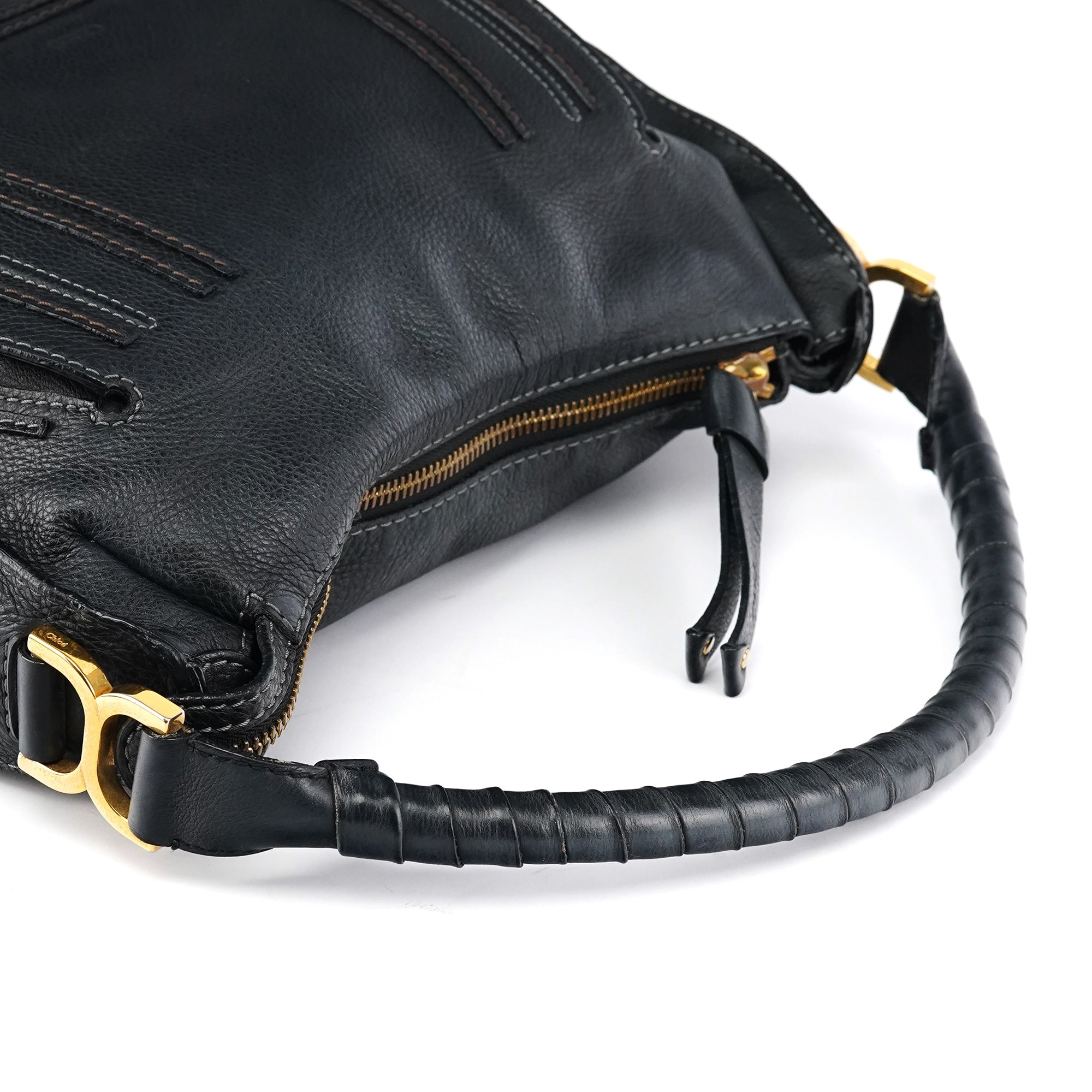Chloé Marcie Hobo Schultertasche aus schwarzem Leder