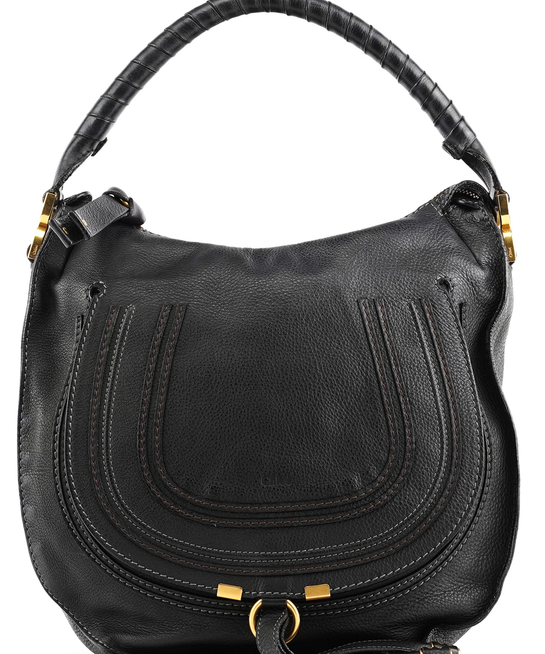 Chloe Black Leather Marcie Hobo Shoulder Bag