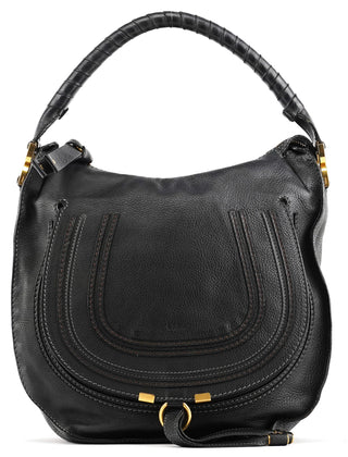 Chloe Black Leather Marcie Hobo Shoulder Bag