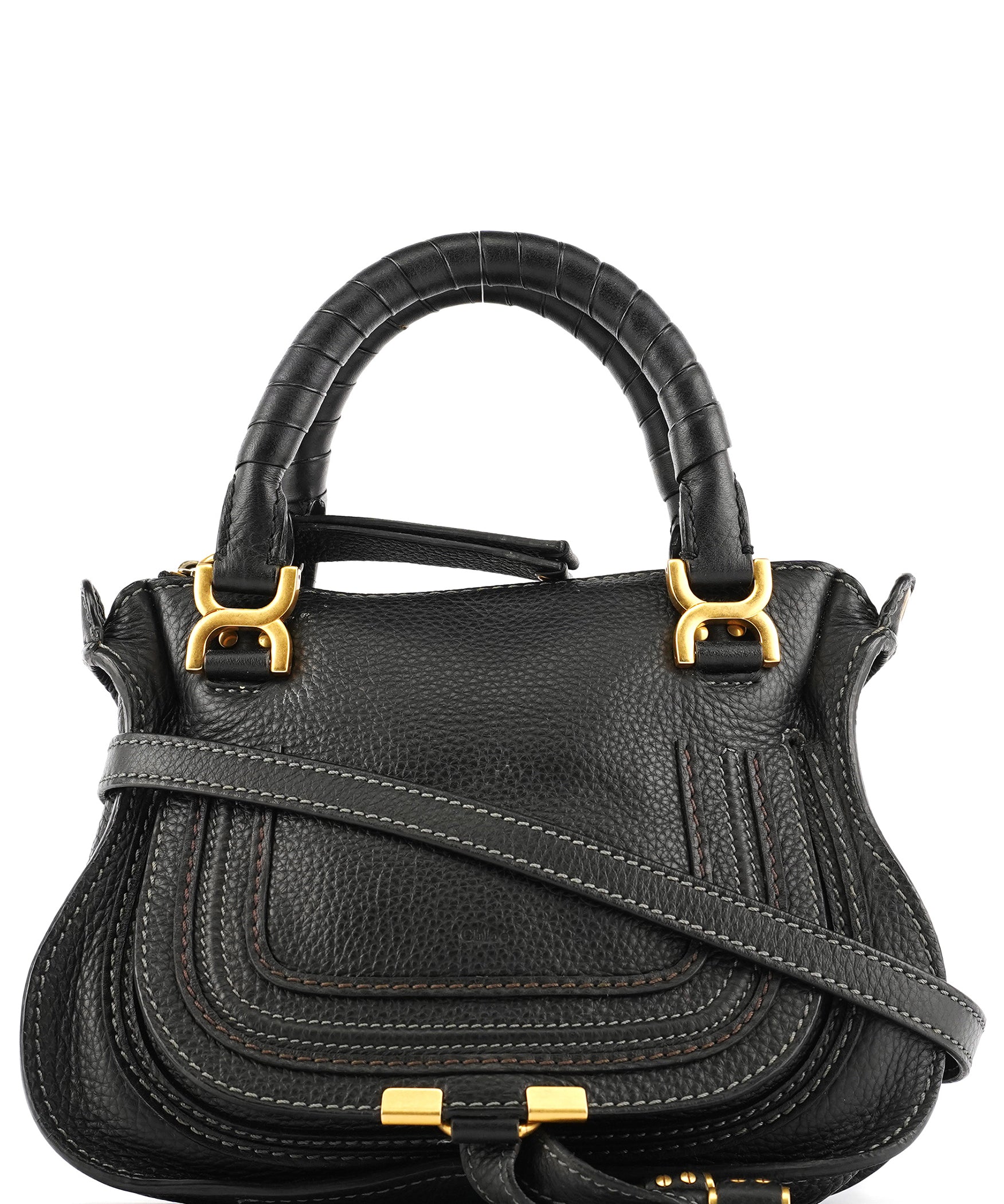 Chloe Black Leather Marcie Mini 2-Way Bag