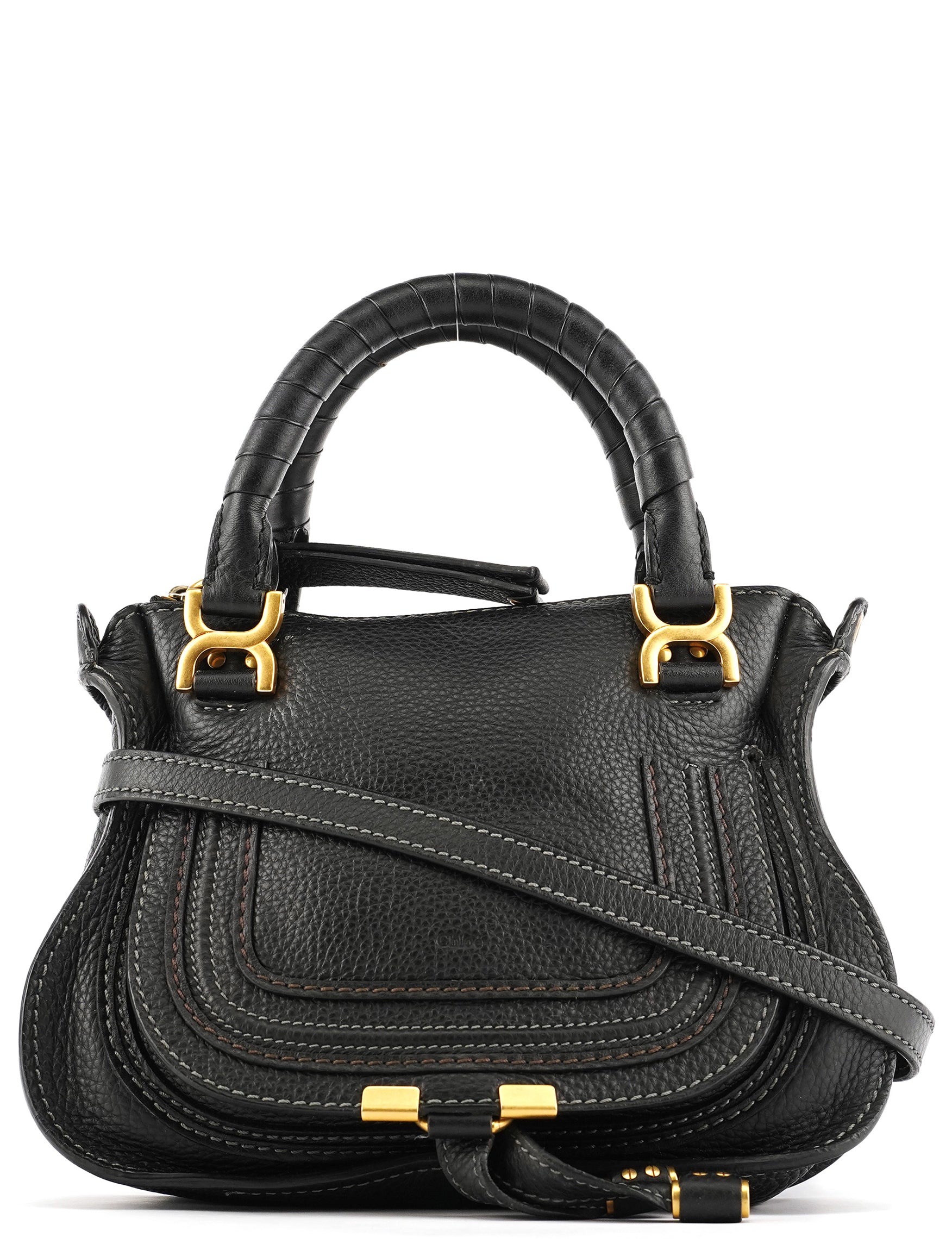Chloe Black Leather Marcie Mini 2-Way Bag