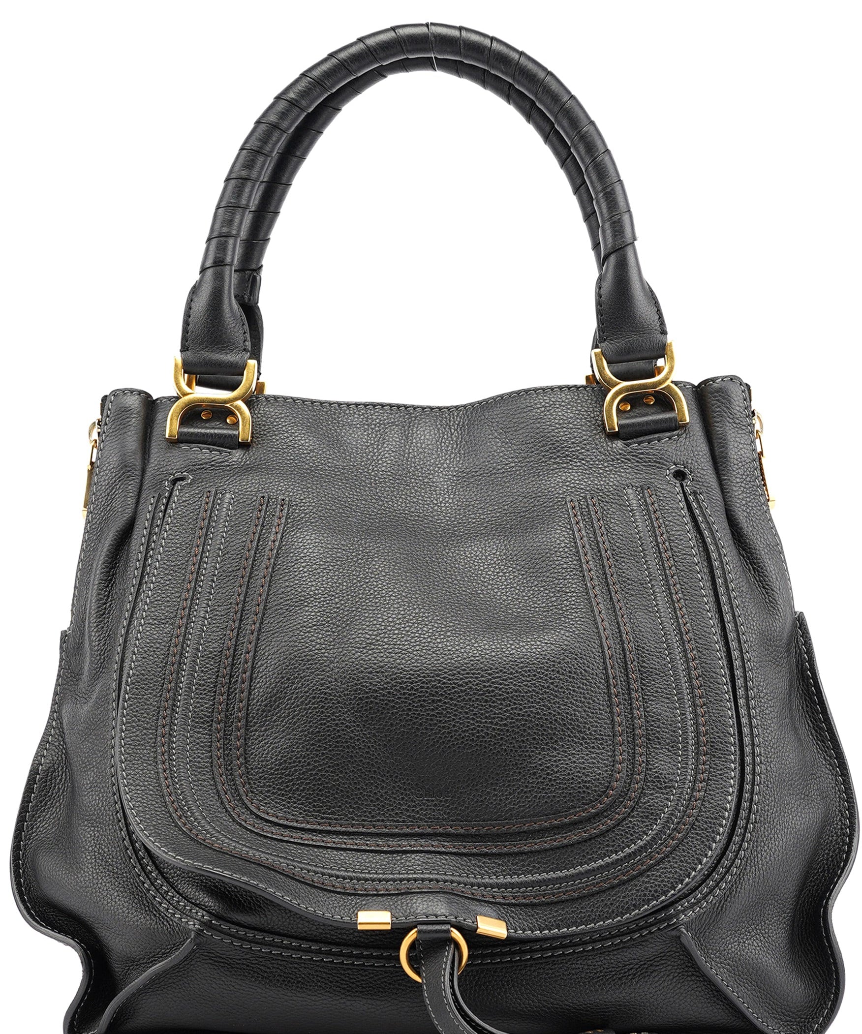 Chloe Black Leather Marcie Shoulder Bag
