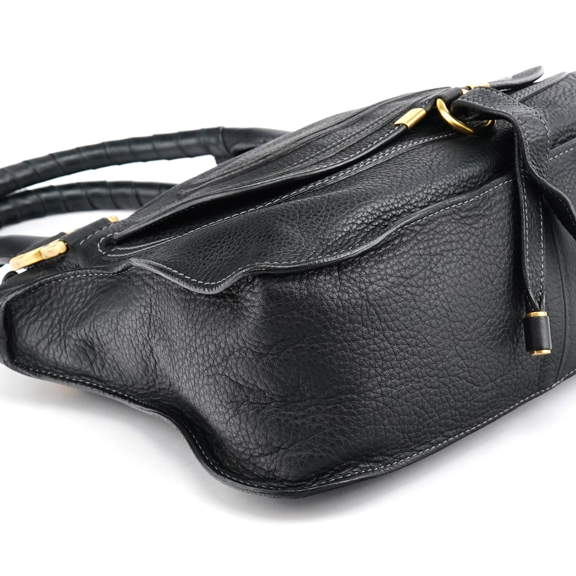 Chloé Black Leather Marcie Shoulder Bag