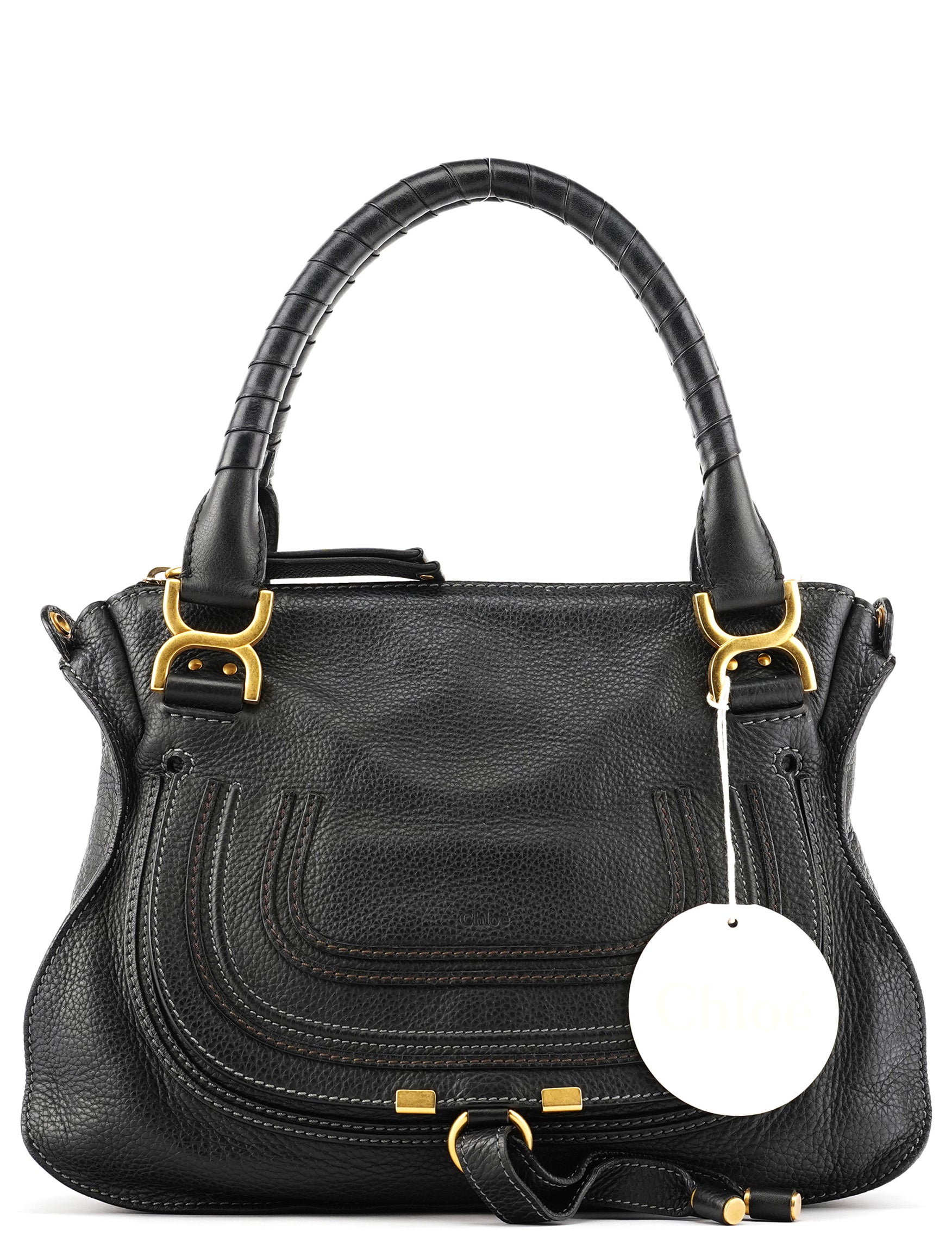 Chloé Black Leather Marcie Shoulder Bag