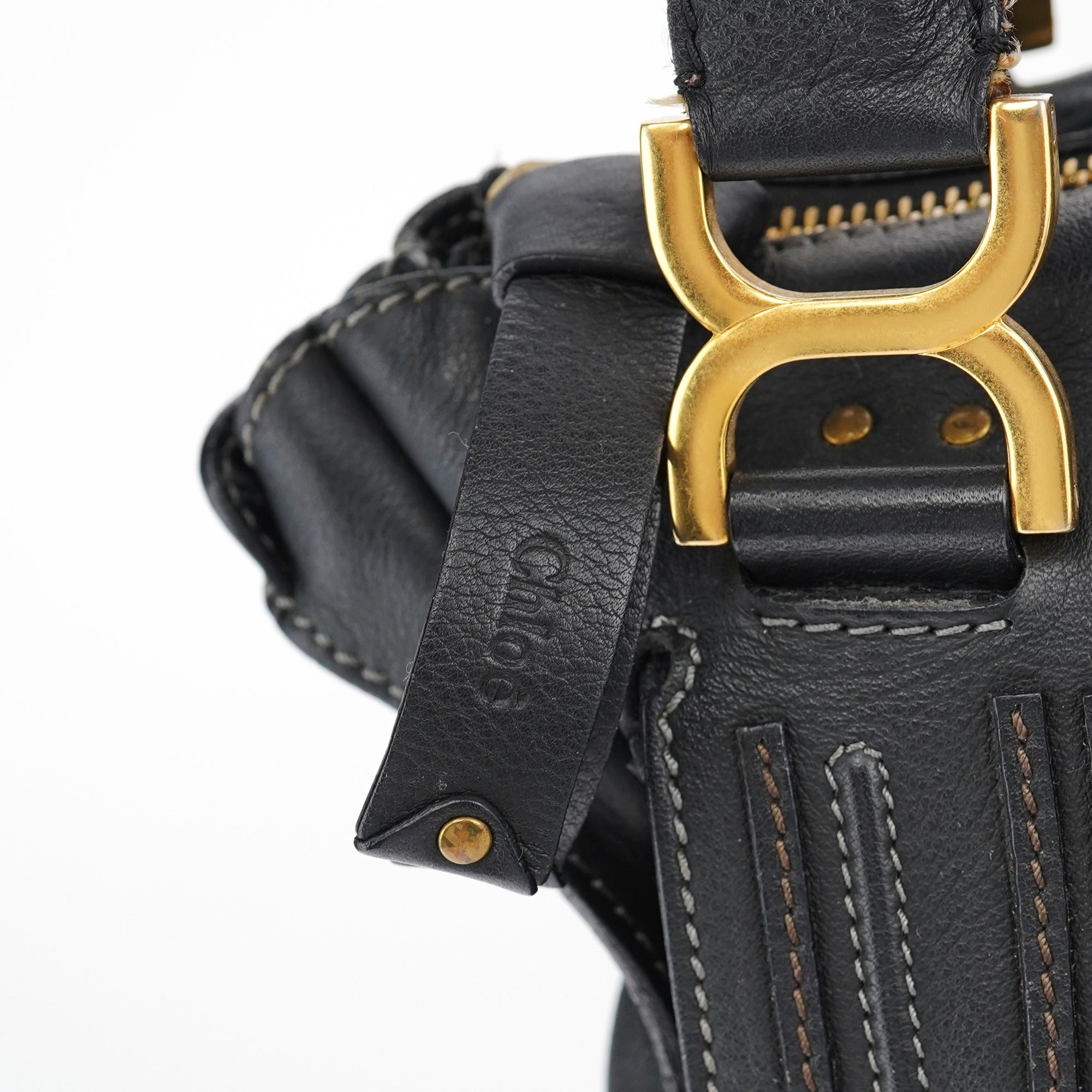 Chloé Black Leather Marcie Tote Bag