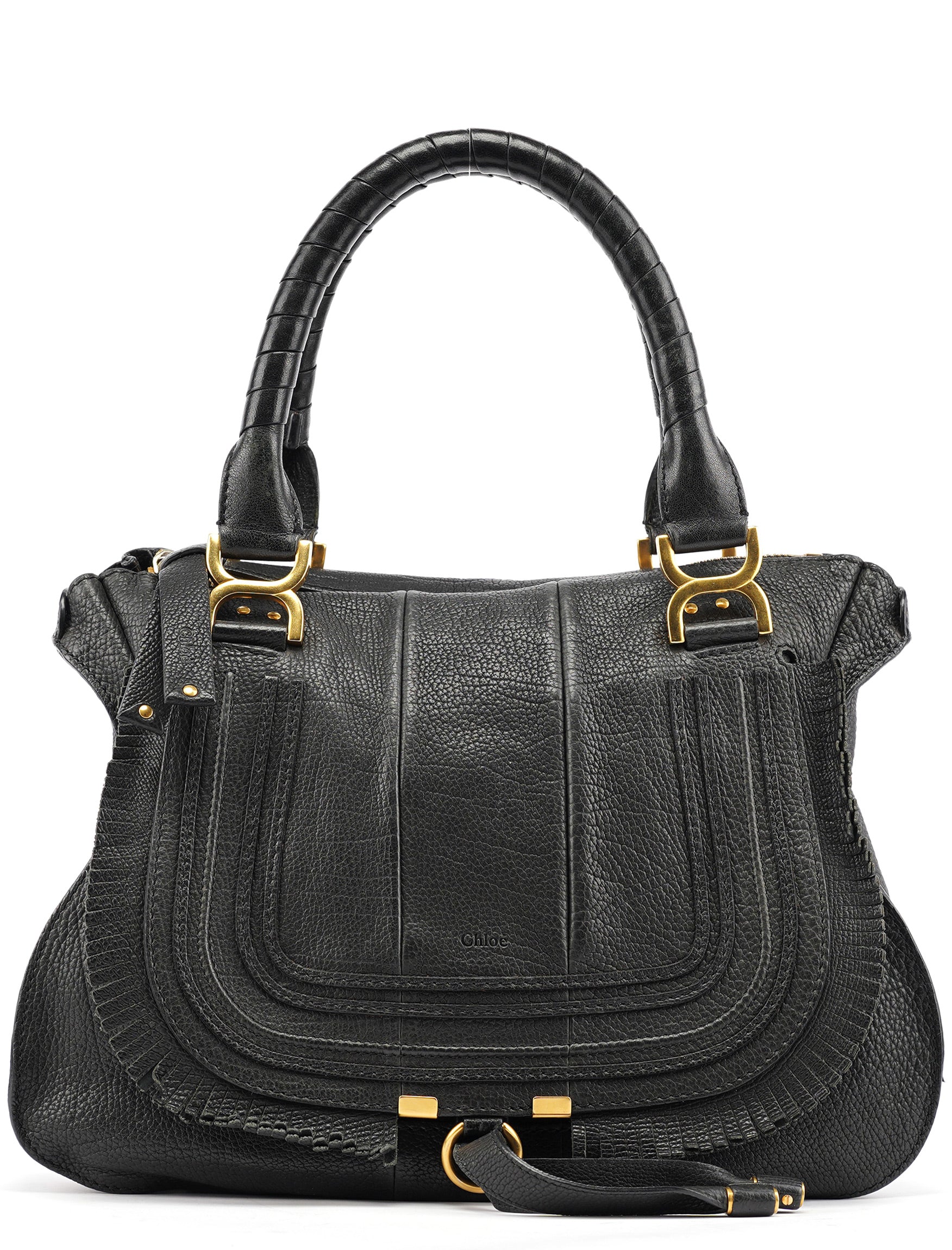 Chloe Black Leather Marcie Tote Bag
