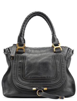 Chloe Black Leather Marcie Tote Bag