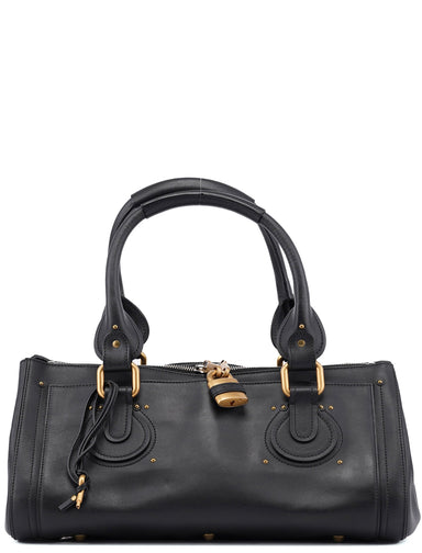 Chloé Black Leather Paddington Boston Bag