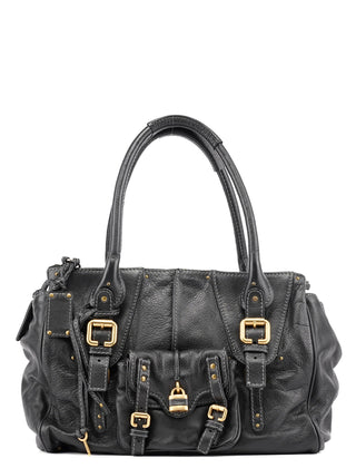 Chloé Black Leather Paddington Tote Bag