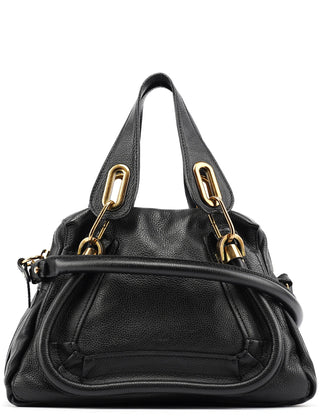 Chloe Black Leather Paraty 2-Way Bag