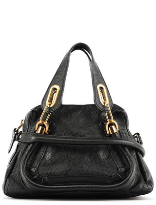 Chloe Black Leather Paraty 2-Way Bag