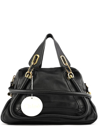 Chloe Black Leather Paraty 2-Way Bag