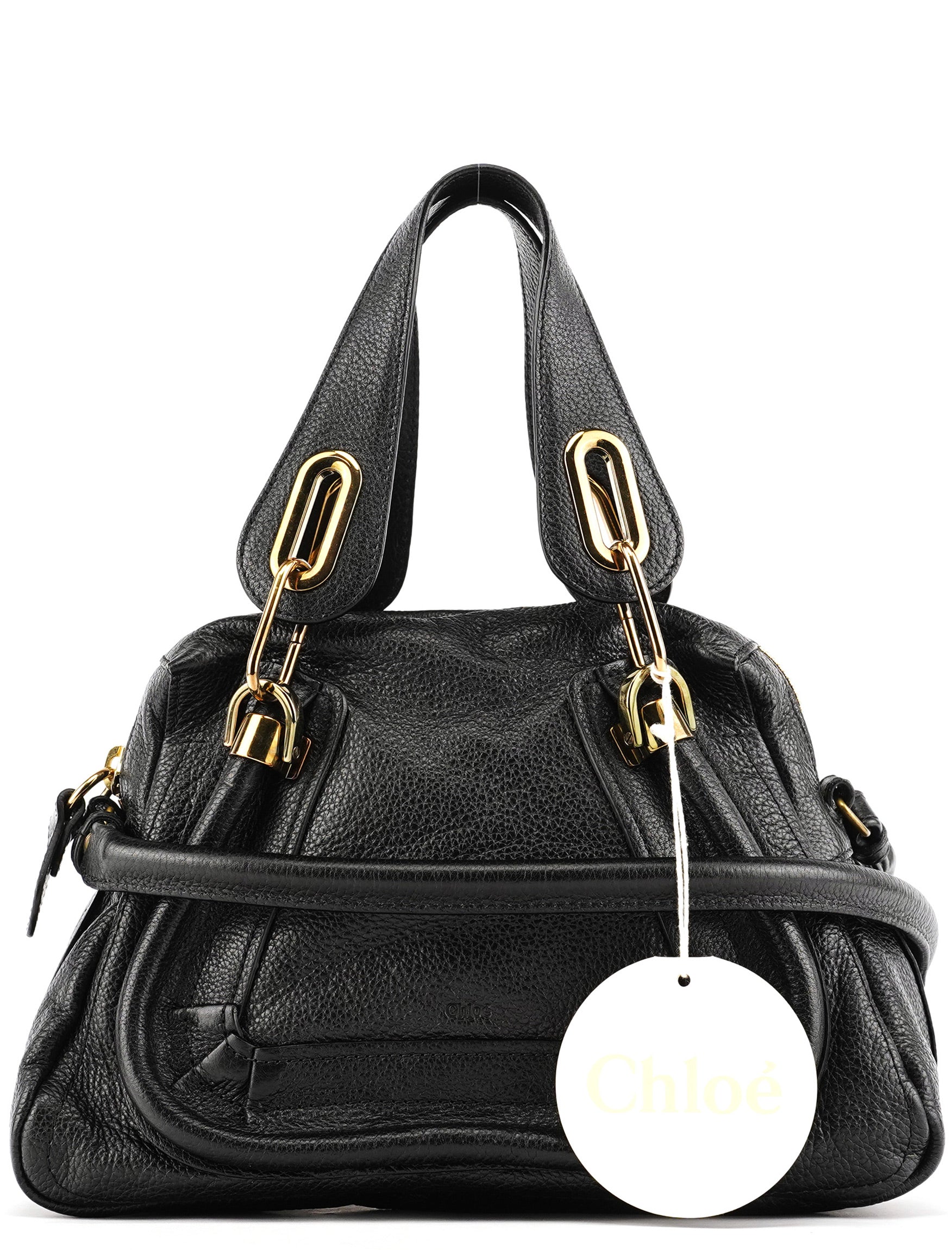 Chloé Paraty 2-Way Tasche aus schwarzem Leder
