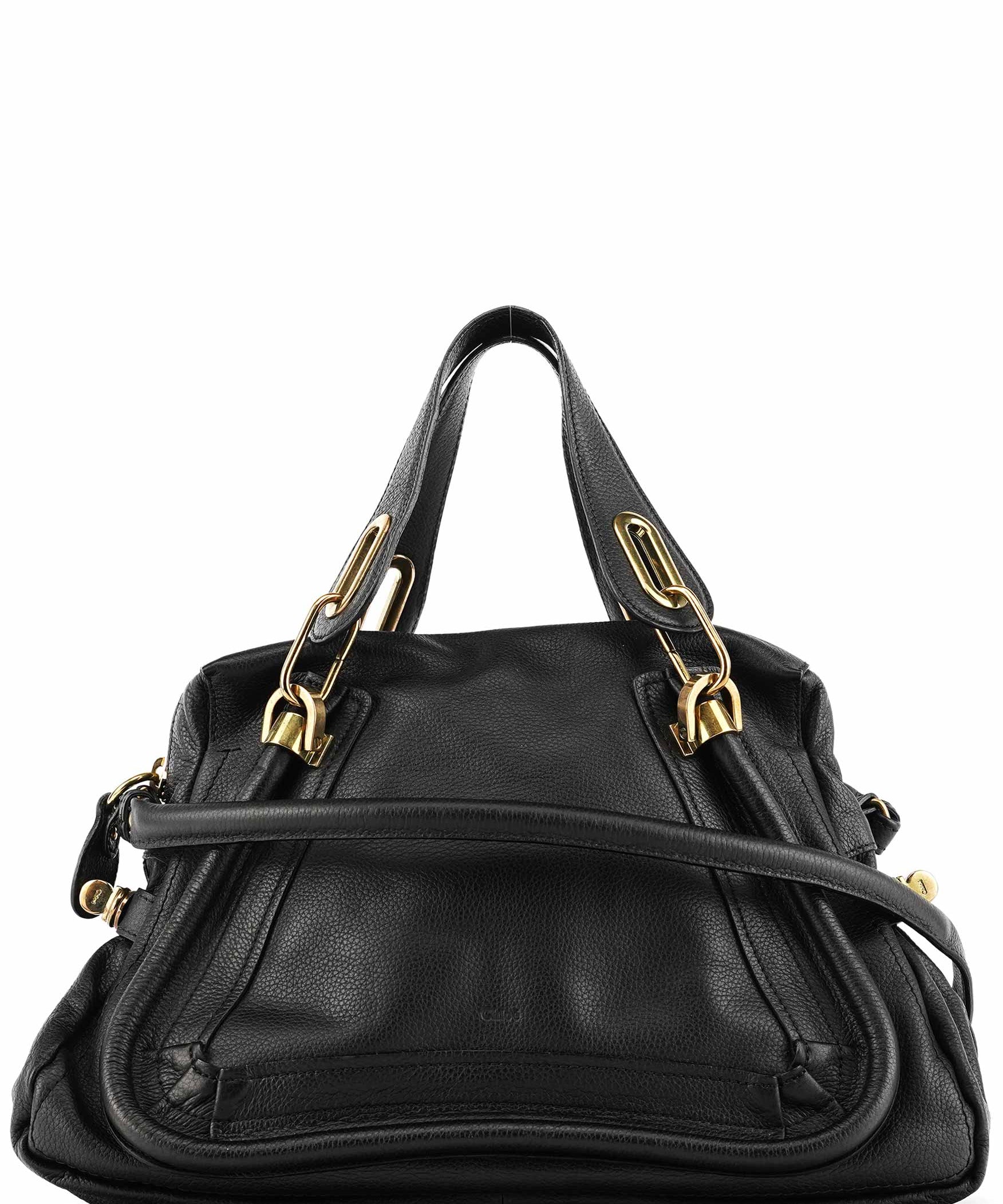 Chloe Black Leather Paraty 2-Way Bag