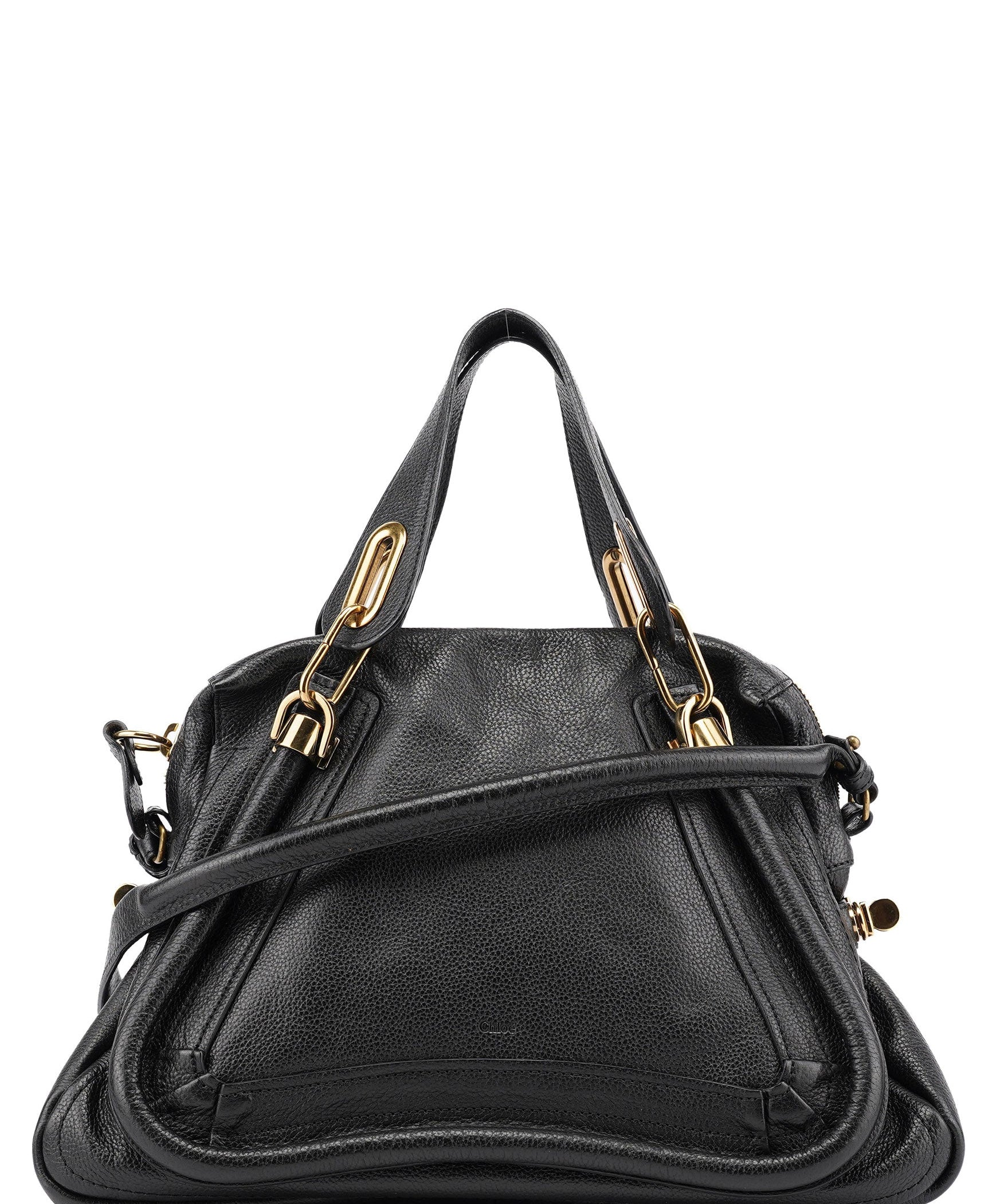 Chloé Black Leather Paraty 2-Way Shoulder Bag