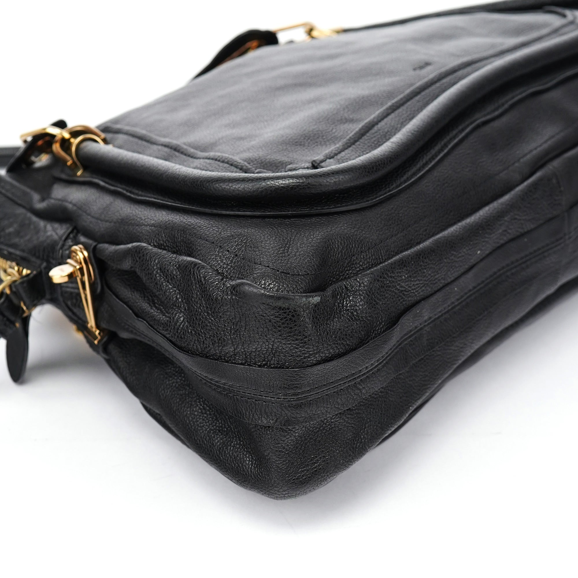 Chloé Black Leather Paraty 2-Way Shoulder Bag