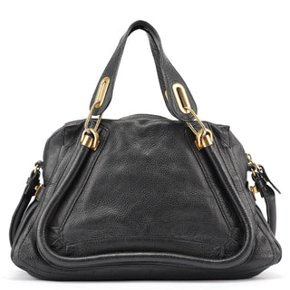 Chloé Black Leather Paraty 2-Way Shoulder Bag