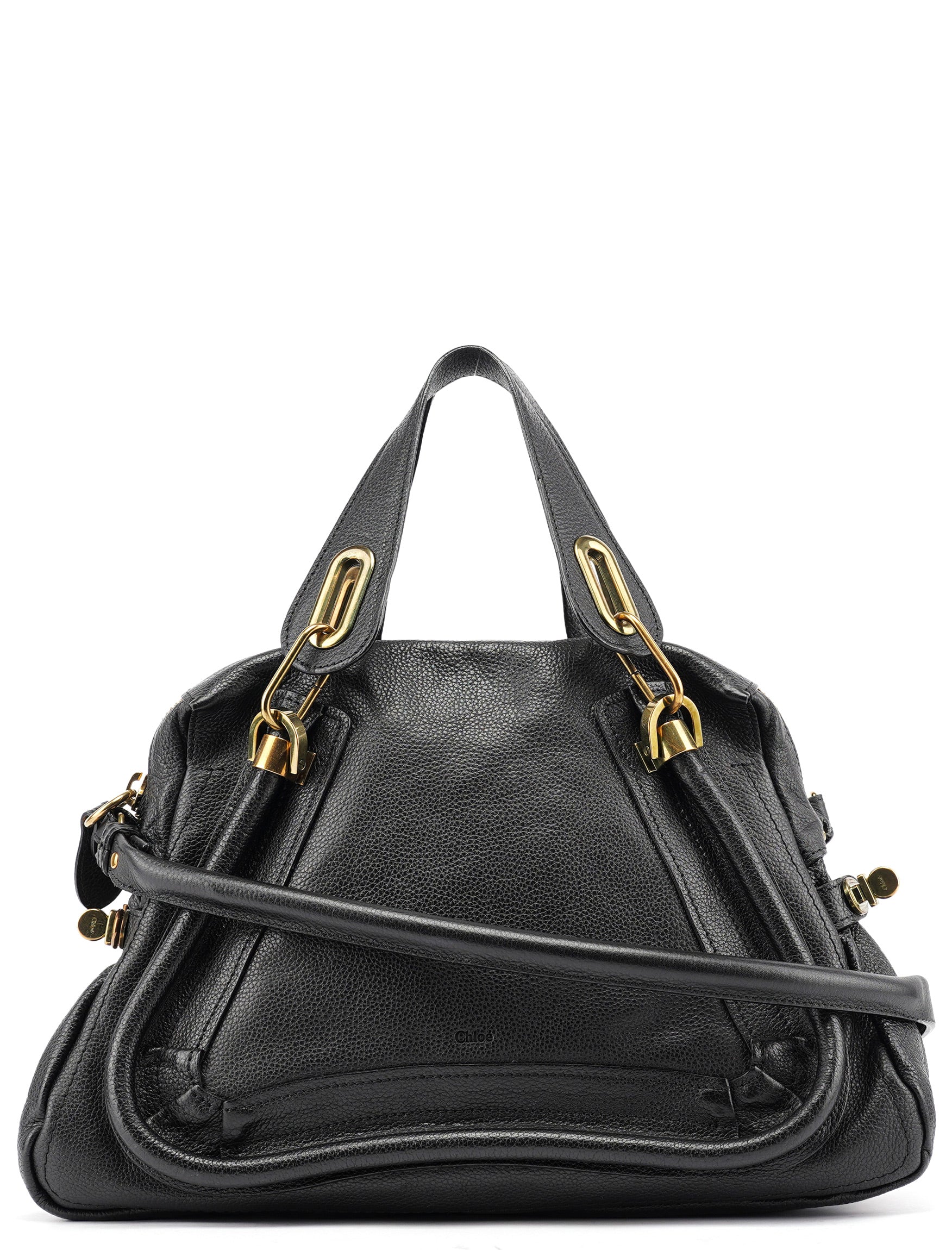 Chloé Black Leather Paraty 2-Way Shoulder Bag