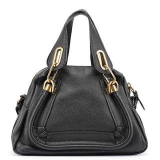 Chloé Black Leather Paraty 2-Way Shoulder Bag