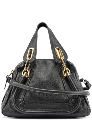 Chloé Black Leather Paraty 2-Way Shoulder Bag