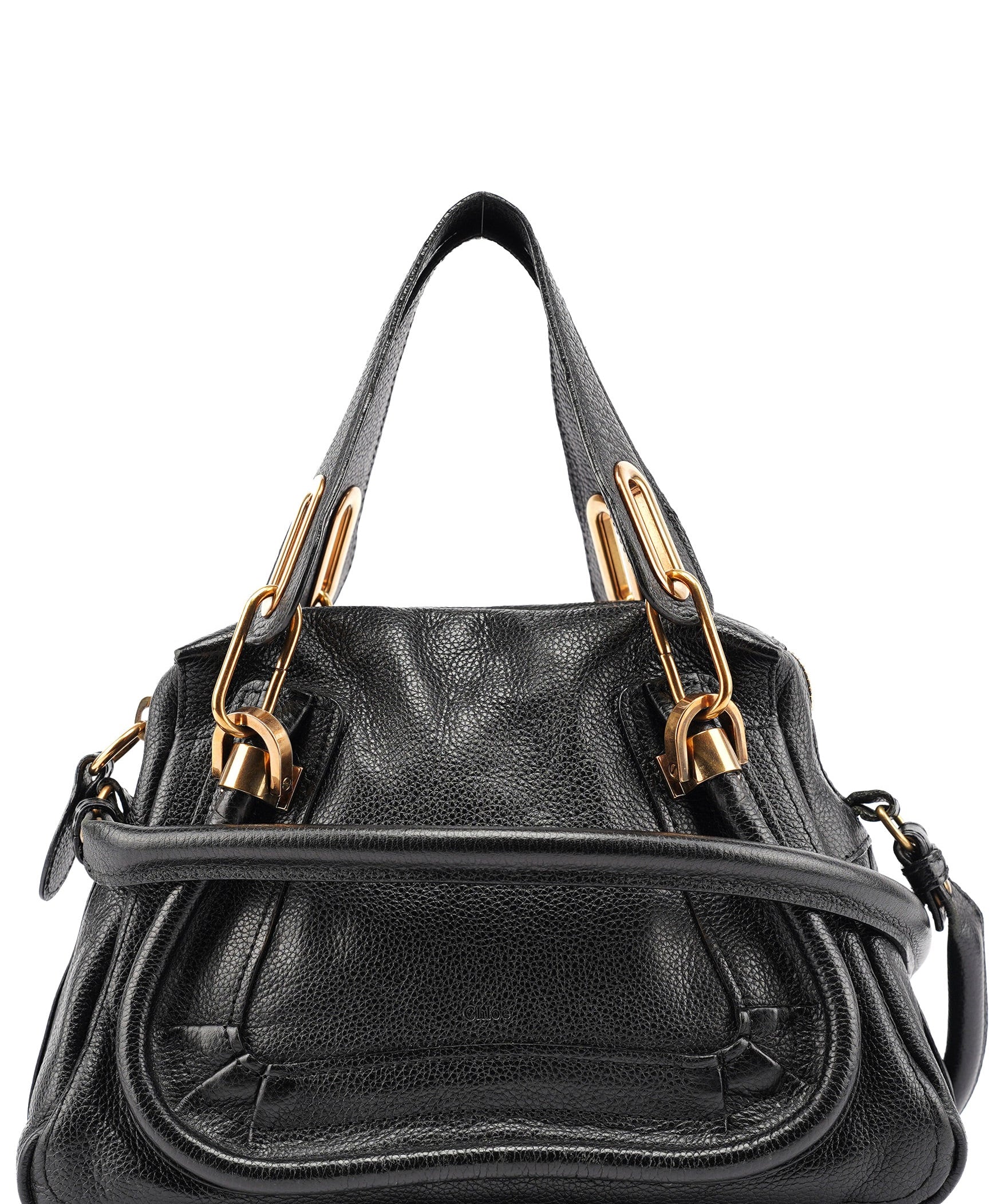 Chloé Black Leather Paraty 2-Way Shoulder Bag