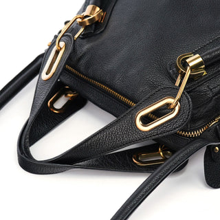 Chloé Black Leather Paraty 2-Way Shoulder Bag