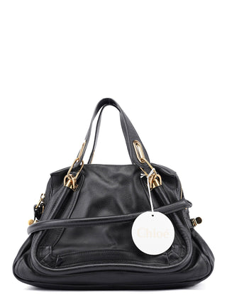 Chloé Black Leather Paraty 2-Way Shoulder Bag