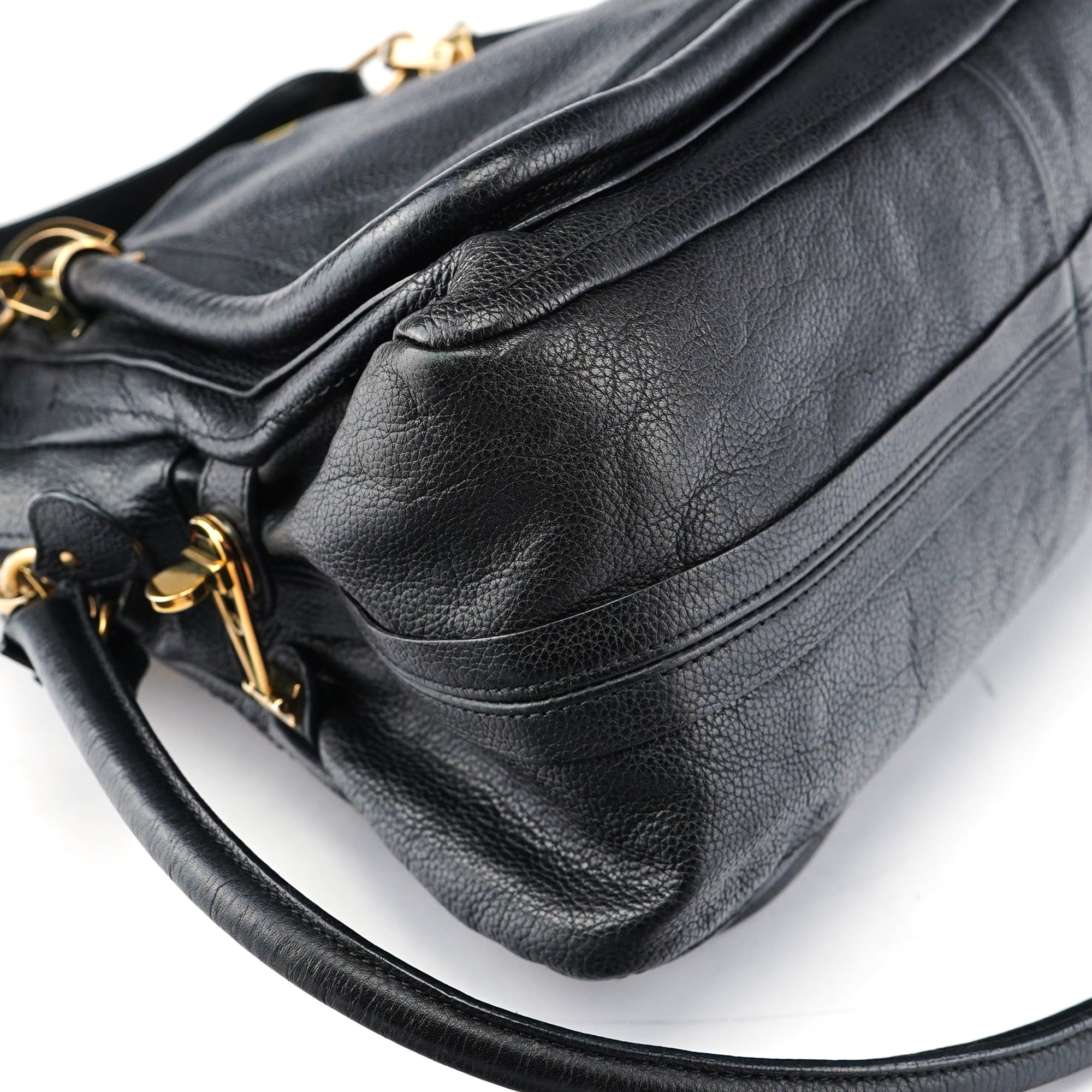 Chloé Black Leather Paraty 2-Way Shoulder Bag