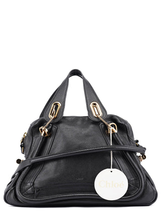 Chloé Black Leather Paraty 2-Way Shoulder Bag