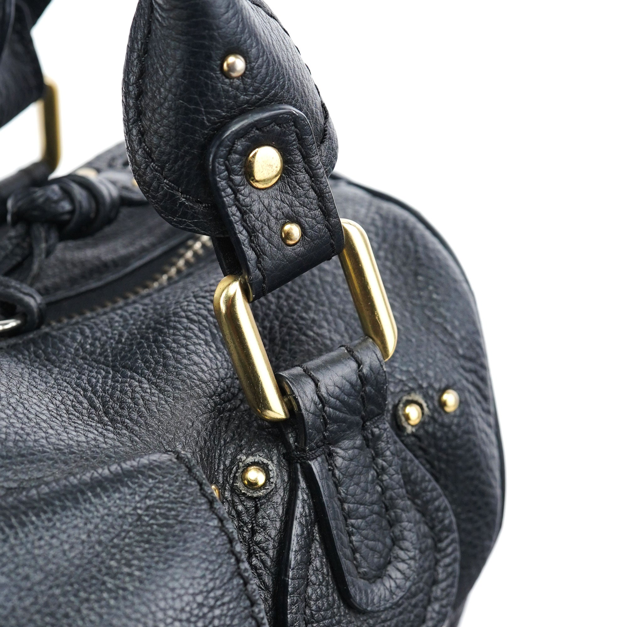 Chloe Black Leather Pocket Paddington Shoulder Bag