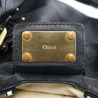 Chloe Black Leather Pocket Paddington Shoulder Bag