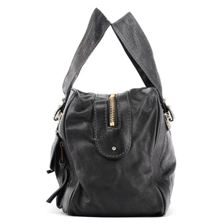 Chloe Black Leather Pocket Tote Bag